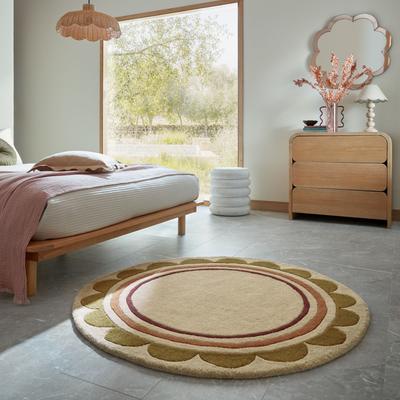 FLAIR RUGS "Lois mit Jakobsmuschelbordüre" rund 10 mm Höhe mit Jakobsmuschelbordüre