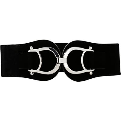 Stretchgürtel BONPRIX, Damen, Gr. 100, schwarz, Materialmix, unifarben, Gürtel, Mix aus Lederimitat und Stretchmaterial, auffallende Schnalle