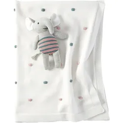 BORNINO HOME Babydecken-Set mit Greifling Elefant 80x100 cm, weiss