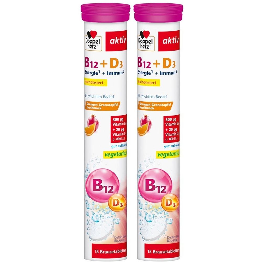Doppelherz Vitamin B12+D3 Brausetabletten 2x 2x15 St