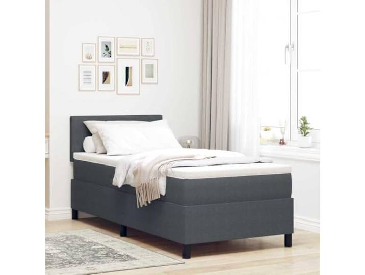 YUOTYRKTEJRSG Cordstoff Rechteckiges Design 80 x 200 cm Grau Boxspringbett Dunkelgrau Weiß 80x200 cm Cordstoff mit Taschenfederkernmatratze und verstellbarem Kopfteil – Modernes