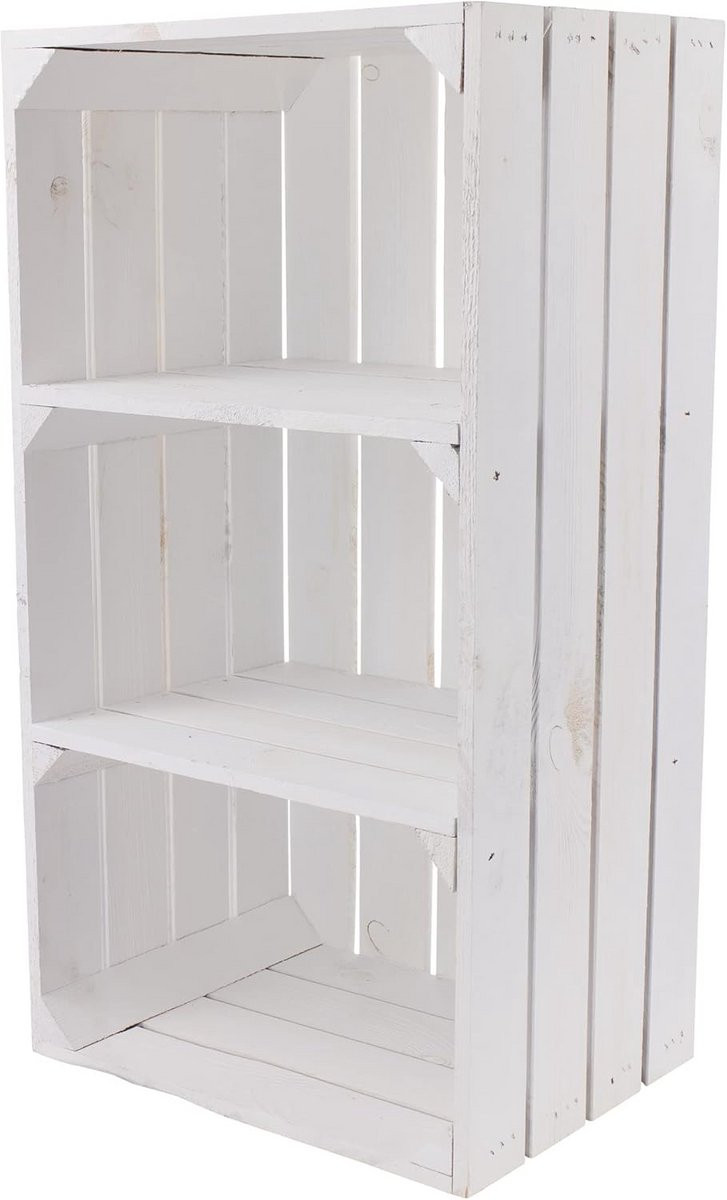 Smalle Houten Opbergkast in Fruitkist Stijl - Compact en Rustiek Woonaccessoire