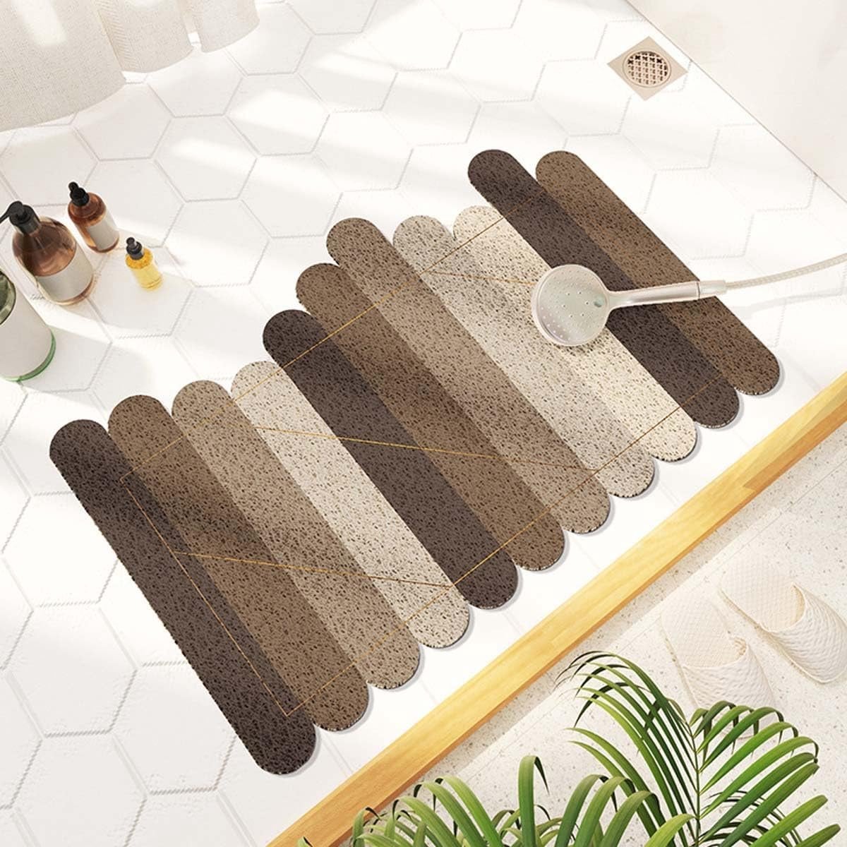 Badkamer Douchemat - Antislip Mat - Bruin