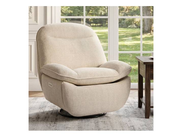 FLEXISPOT Sessel Schaukelsessel gemütlicher TV-Sessel, Relaxsessel (Schlafsessel mit USB, Drehsessel mit Rocking, Ruhesessel für Senioren & Stillenden), Versteckter Stauraum, 105° - 145° verstellbar, 150 KG belastbar
