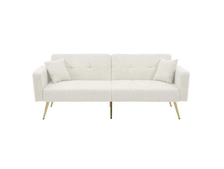 Flieks Sofa Schlaffunktion Verstellbar Goldene Beine Aufbewahrungstaschen Kissen, Weiß, Holz, 90.93x18.42x80.26 cm, Babymöbel & Kindermöbel, Kinderzimmer & Jugendzimmer, Schlafsofas