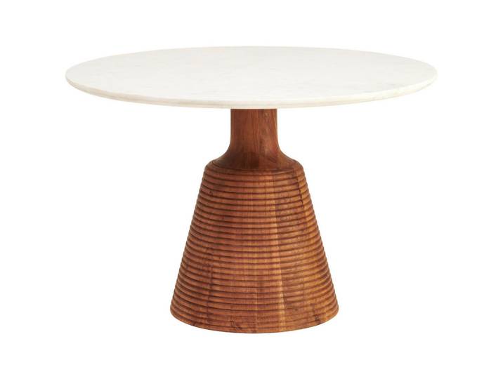Mid.you Esstisch, Weiß, Akazie, Holz, Stein, Akazie, vollmassiv, Holz, rund, konisch, 115x76x115 cm, gastro- und objekttauglich, Esszimmer, Tische, Esstische, Esstische rund