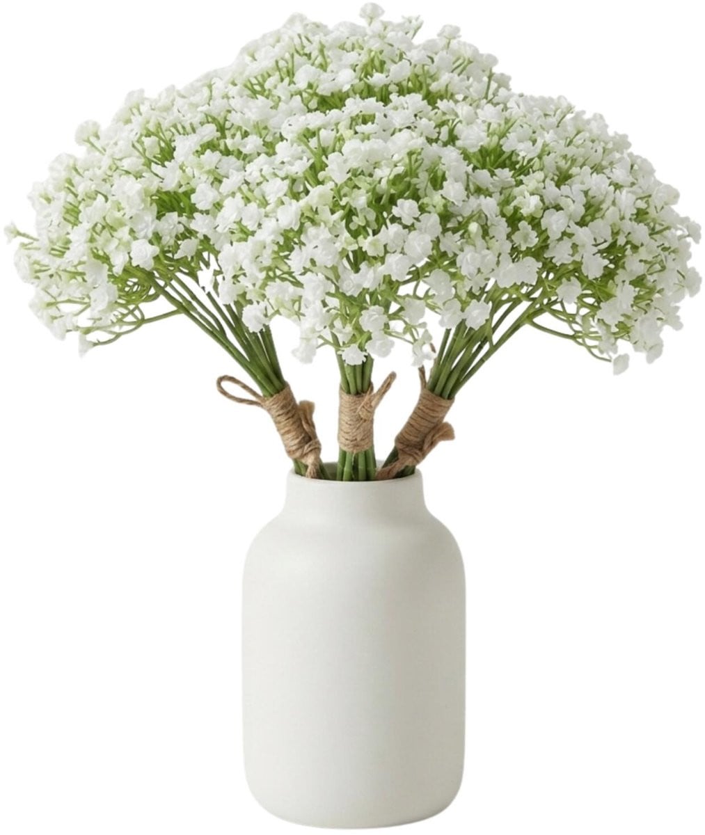 Bellatio Design Kunstbloemen boeket Gipskruid - 3x - 33 cm - Wit - Gypsophila zijdebloemen