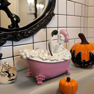 Inspire Essentials Pink Skeleton Bathtub Halloween Decor Figurine Pink Skeleton Bathtub Halloween Decor Figurine