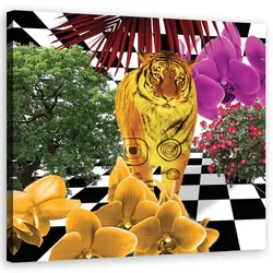 WANDBILD bunte tiger