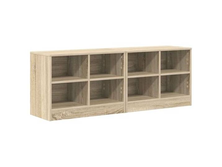 GKHPYURE Bettschrank 2-teilig Eiche Sonoma 66 x 33 x 48 cm Technisches Holz, 4 Regale, modernes Design, einfache Reinigung, versteckte Lagerung, einfache Linie
