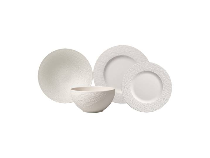Geschirr-Set VILLEROY & BOCH Geschirr-Set Manufacture Rock weiß , weiß, 4, Porzellan, Geschirr-Sets, Geschirr-Set, Spülmaschinengeeignet, Mikrowellenfest