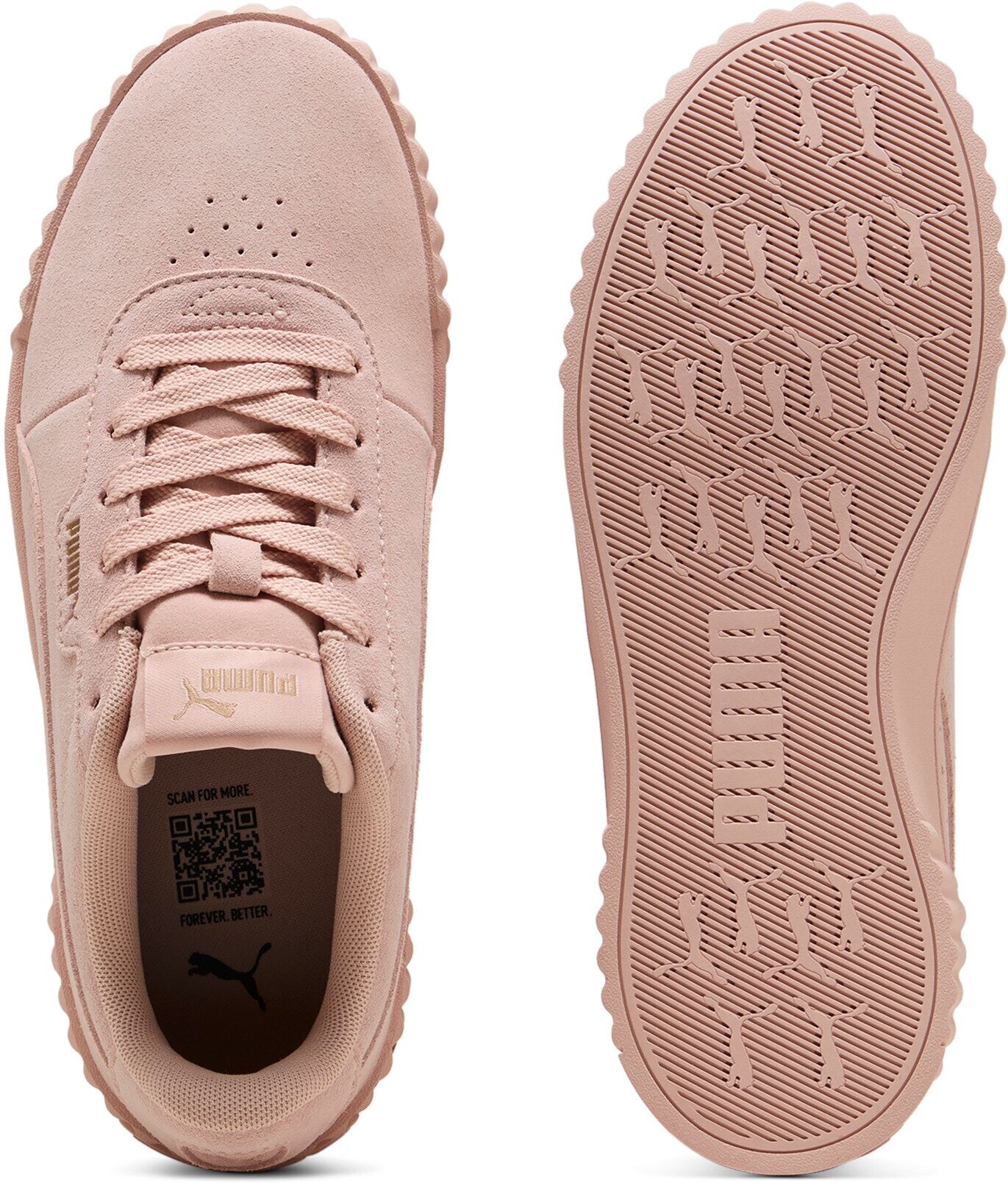 Sneaker PUMA "CARINA 30 SD", Damen, Gr. 42, rosa (rose quartz, puma gold), Leder, unifarben, Schuhe Sneaker, aus Wildleder, mit SOFTFOAM+ Einlegesohle, mit Schnürung rose quartz, puma gold 42