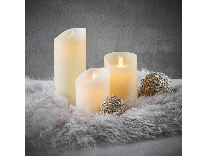 LED-Bougies GROWING FLAME lot de 3 8 x 18 x 18cm Crème