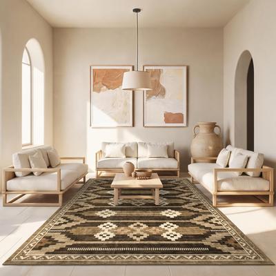 Garvee Boho Machine Washable Geometric Low Pile Area Rug