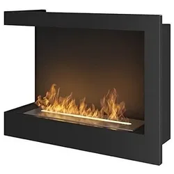OutInFire CORN 600 – Eck-Biokamin, eingebauter Bioethanol-Kamin. Links öffnend – ohne Glas