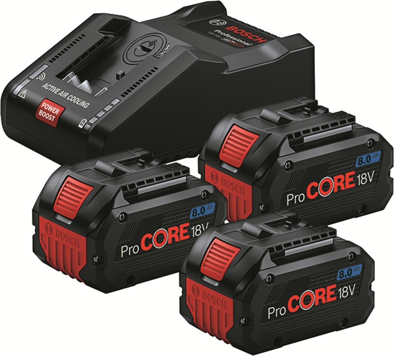 Bosch 0615A5004Y Ladegerät mit Akku 3x8Ah 18V Li-Ion