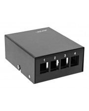 InLine Patchfeld-Dose Aufputz für 4x Keystone RJ45 Metall schwarz RAL9005 Kunststoff Schwarz (76264S)
