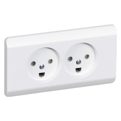 LK OPUS 66 stikkontakt planforsaenket dobbelt 2-pol med jord hvid (AAK501N6312)