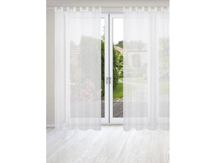 Vorhang HOME WOHNIDEEN NESSI 2er Pack Gr. 1, weiss (weiß), B:135cm H:245cm, Polyester, Gardinen, Vorhang, Uni, Voile, transparent, Schlaufen inkl. Zugband, 2er Pack