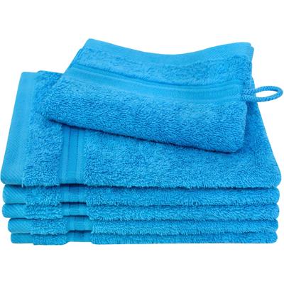 Waschhandschuh DYCKHOFF "Siena", blau (azur), B:16cm L:21cm, Frottier, Waschlappen, mit Bordüre