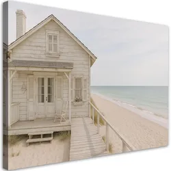 LEINWANDBILD Holzhaus Strand Shabby Chic 120x80cm