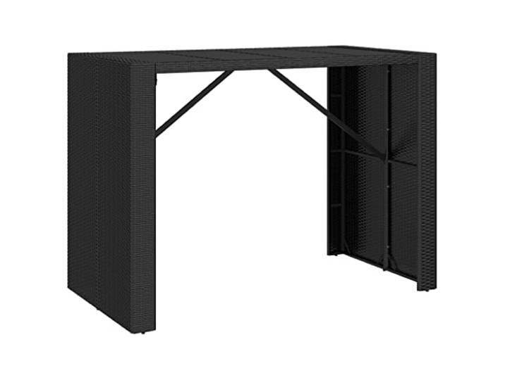 POUFGDR Bartisch, Hartglas, Schwarz, 145 x 80 x 110 cm, Polyratan Geflochtenes Kunstharz, wetterfest, Stahlrahmen, für den Außenbereich, Garten, Terrasse