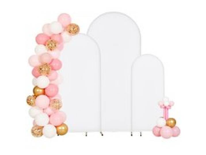 VEVOR Hochzeitsbogen, 3er-Set, 1,8/1,5/1,2 m, Hintergrundständer, Goldfarbener Metall-Ballonbogen mit Abdeckung, für Hochzeiten, Geburtstags-, Abschlussfeiern, Feste & Zeremoniendekorationen