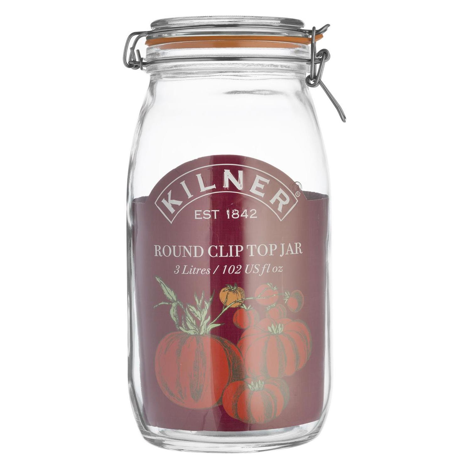 Kilner 3L Round Cliptop Jar Glass Storage Container Canister Valuable Jar, Glass, 3L (3 l) (0025.494)