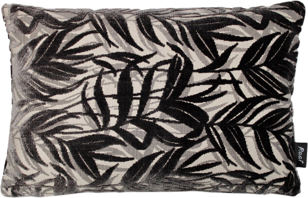 Raaf sierkussenhoes Flora antraciet 35 x 50 cm