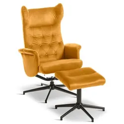Sessel mit Hocker Vals Stoff Gelb