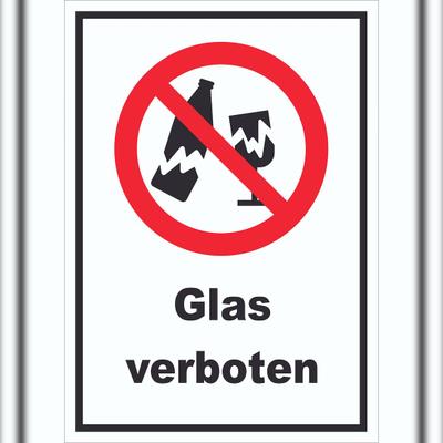 HB-Druck Schild Glas verboten A6 Rückseite selbstklebend