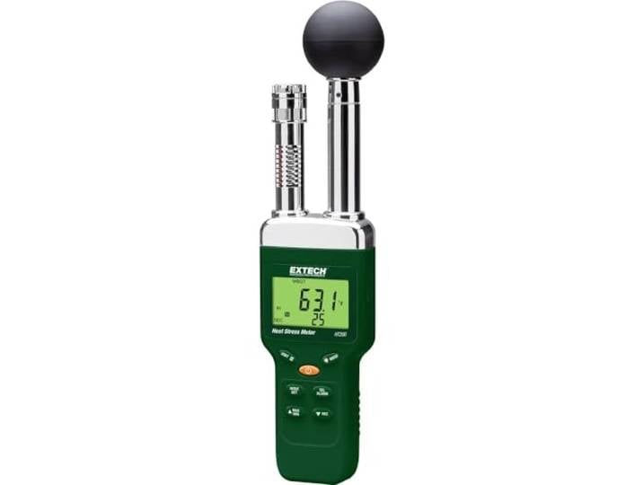 Extech HT200 Hitzestress-WBGT-Messer, Akustischer und Visueller Alarm WBGT-Hitzestress, schneller Kapazitätssensor, Hi/Lo akust.-visueller Alarm, Max/Min, Datenhaltung
