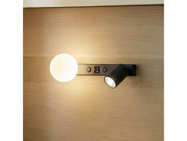 Wandleuchte Vox TK Lighting, dimmbar, schwarz, für Wohn- / Esszimmer, Glas