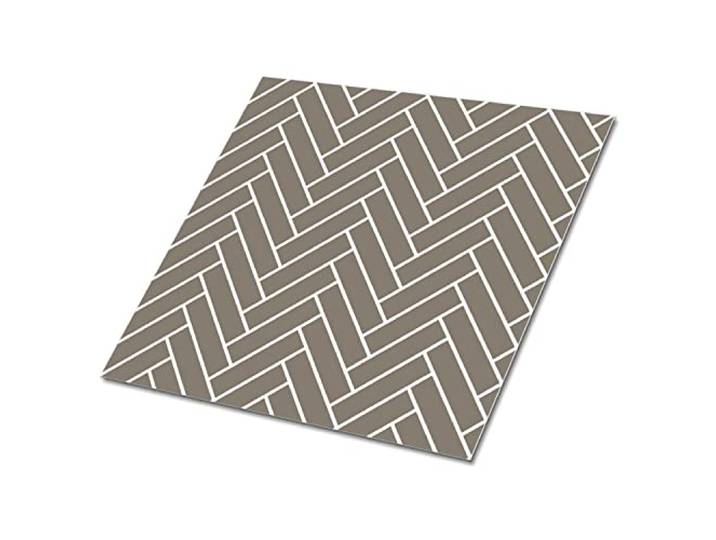 Decormat Selbstklebende Vinylfliesen Dekoartikel Aufkleber Beige Satz von 9 Fliesen - 30x30 cm Wandfliesen für die Küche Bodenbeläge PVC Fliesenaufkleber - Fischgrätenmuster