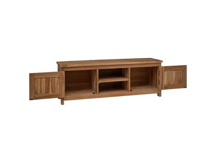 PUGYNBK TV-Möbel, 110 x 30 x 40 cm, natürliches Teakholz, massiv Türen 180°, Metallgriffe, Wasserfinish, quadratische Beine, Wohnzimmer