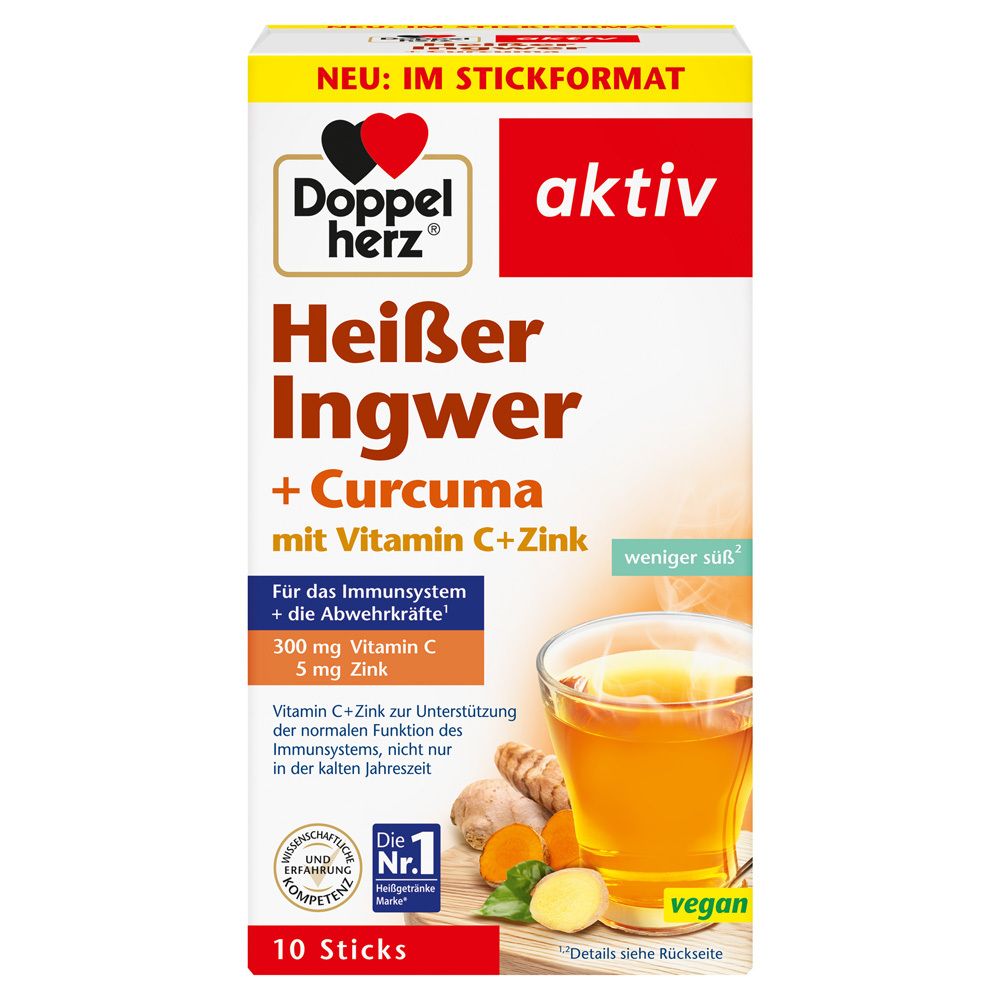 Doppelherz heißer Ingwer+Curcuma Beutel 10 St