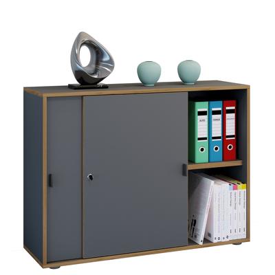 Aktenschrank VCM "Büroschrank Aktenschrank Schiebetüren Salia 2fach", schwarz (anthrazit), B:100cm T:37cm, Obermaterial: 100% Holz Wood., Schränke