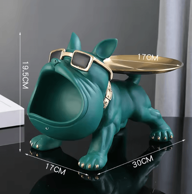 Inspire Curations 30cm Bulldog Resin Storage Statue Functional Dog Decor Organizer For Home b