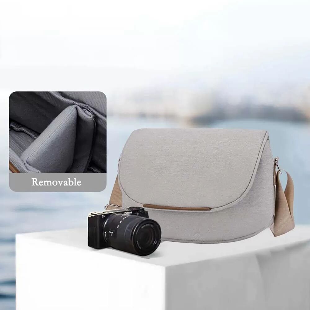 INF Sac d'appareil photo reflex numérique - Sac de rangement à bandoulière unique compatible avec Canon, Sony et Fujifilm Gris