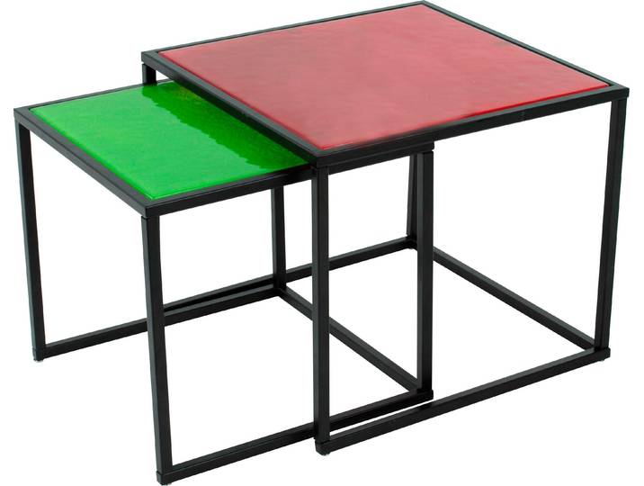 Couchtisch PAROLI, rot (rot, grün), B:45cm H:47cm T:45cm, Tische, Couchtisch, quadra