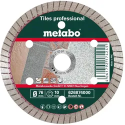 Metabo Diamanttrennscheibe, 76x10,0mm, TP, Fliesen professional - 626874000