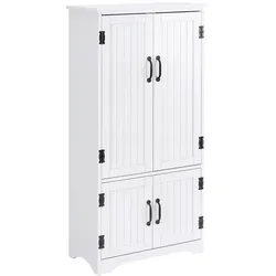HOMCOM Küchenschrank Vorratsschrank Farmhaus-Design 4 Türen verstellbare Regale 123 cm hoch/Weiß