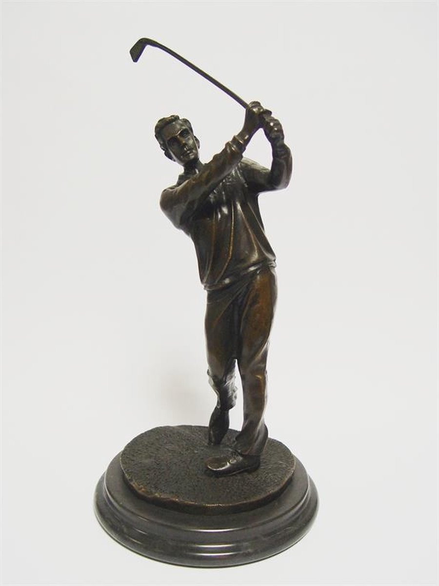 Bronzen sculptuur van een golfer voor op tafel