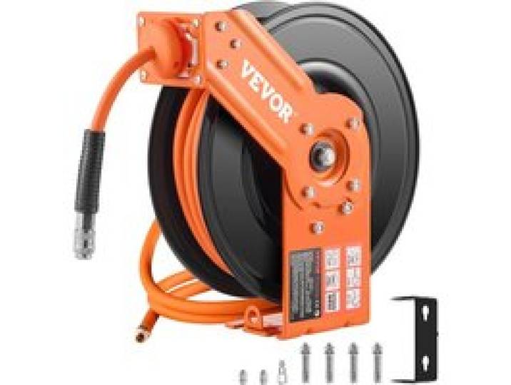 VEVOR Druckluftschlauch Schlauchtrommel, 9,52 mm x 15,24 m Hybrid-Luftschlauch, max. 300 PSI, Schlauchaufroller mit automatischem Aufrollen & Zuleitung, für Decken-/Wandmontage & 180° Schwenkhalterung