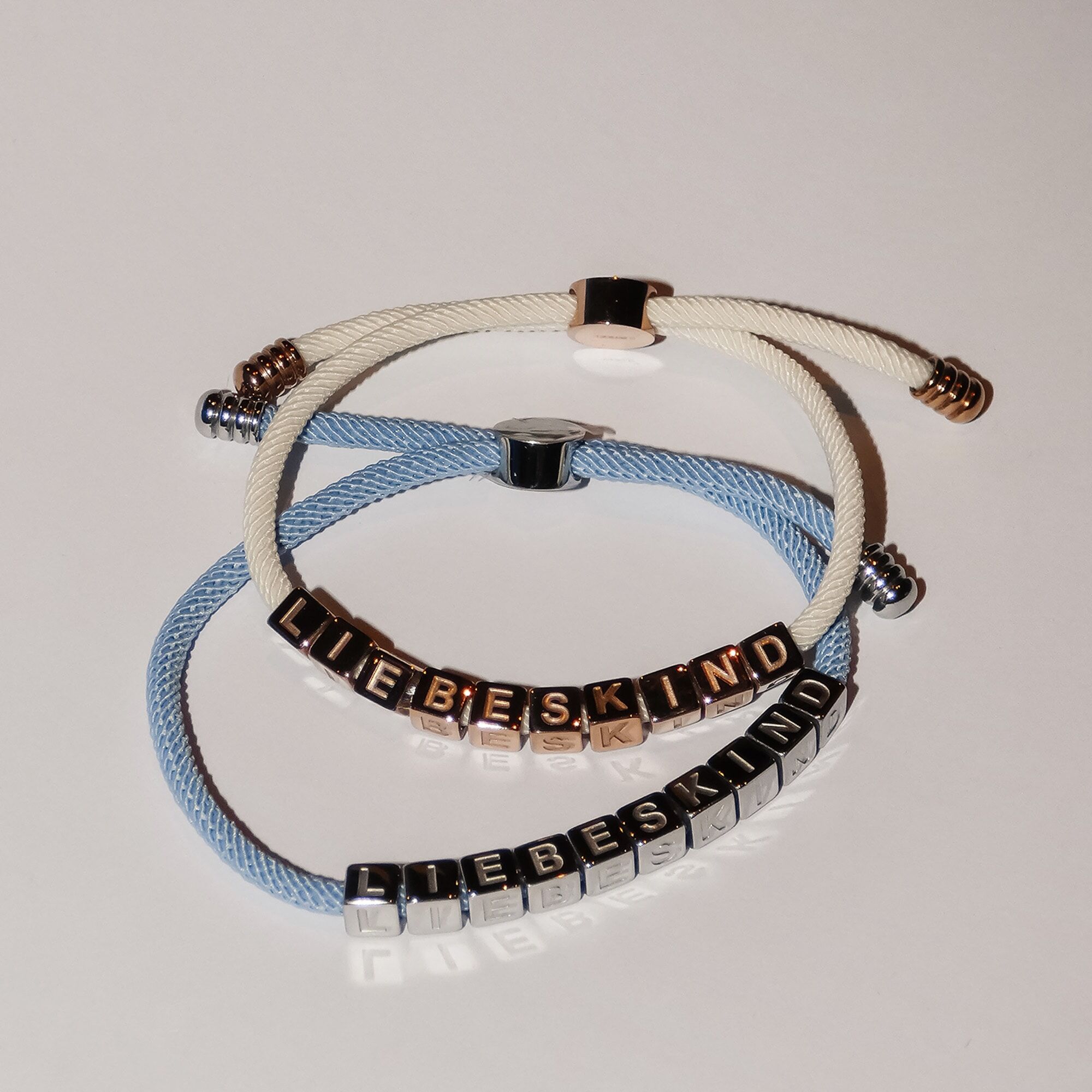 Armband LIEBESKIND BERLIN "Brick", rosa (roségoldfarben, weiß), Armbänder, Damen, 21cm, Edelstahl Textil, Edelstahl, Textil, Armband