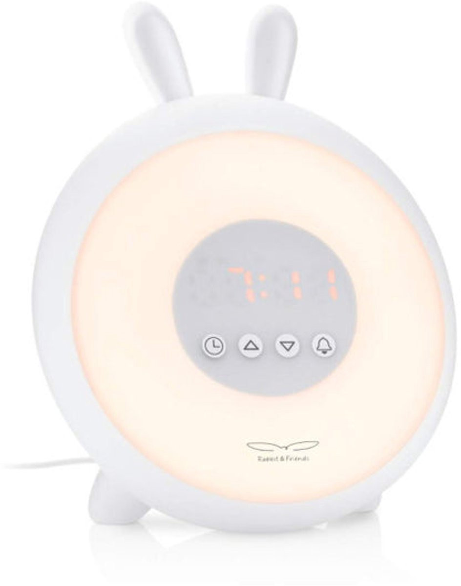 Rabbit & Friends Kinderwekker Konijn Wit – LED Wake-Up Light met Zonsopgang, Nachtlamp en Snooze Functie