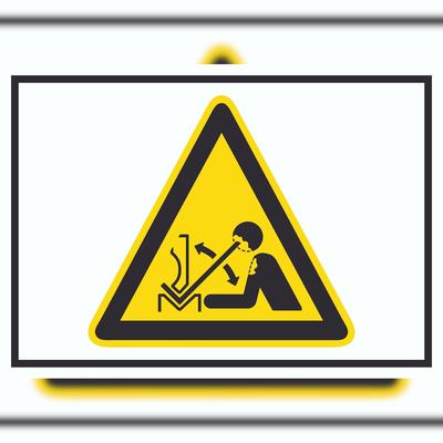 HB-Druck Achtung Hochschnellendes Werkstück in Presse Symbol A5 (148x210mm) Schild
