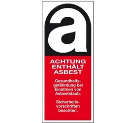 König Werbeanlagen Dreifke® Aufkleber I Gefahrenkennzeichen Achtung enthält Asbest, Typ B, Folie, selbstklebend, 40x95mm