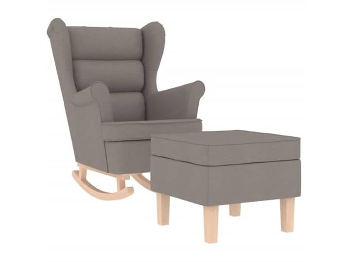 KTHLBRH Schaukelstuhl mit Fußstütze Taupe aus Stoff Langlebiges Polyester, Schaumstoffpolsterung, Gummiholzstruktur, vielseitig einsetzbar, inkl. Fußstütze