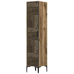 Dmora 1-Tür MehrzweckschrankDnuytinc, Multifunktionale Möbel, Schuhschrank, Besenschrank, 48x40h201 cm, Walnuss und Anthrazit